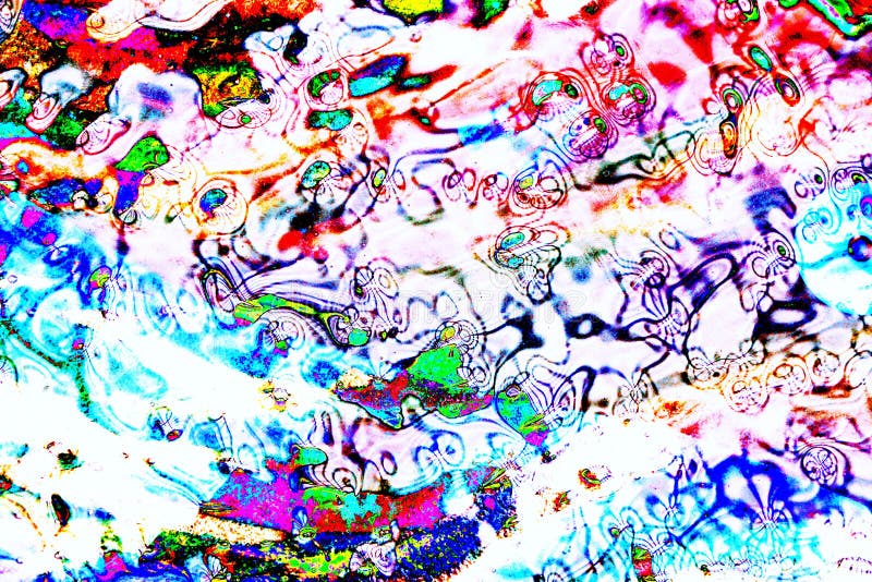 Abstract Vibrant Multicolor Wet Paint Drops and Splotch on Black