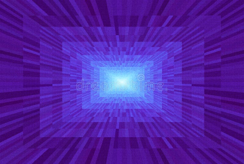 Abstract violet gradient background. Texture with rectangular blocks in perspective. Mosaic pattern Light at the end of the tunnel royalty free illustration