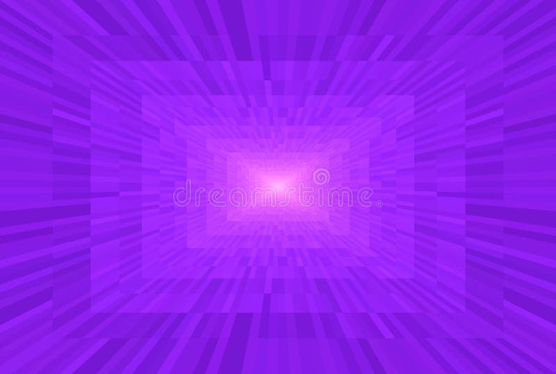 Abstract violet and pink gradient background. Rectangular blocks in perspective. Mosaic pattern Light at the end of the tunnel stock illustration