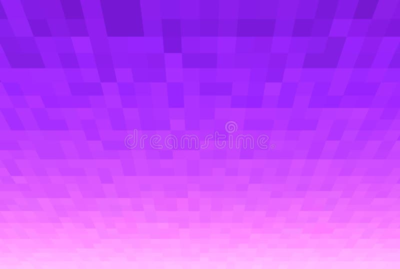 Abstract violet and pink gradient background. Texture with pixel square blocks. Mosaic pattern. Plane in perspective vector illustration