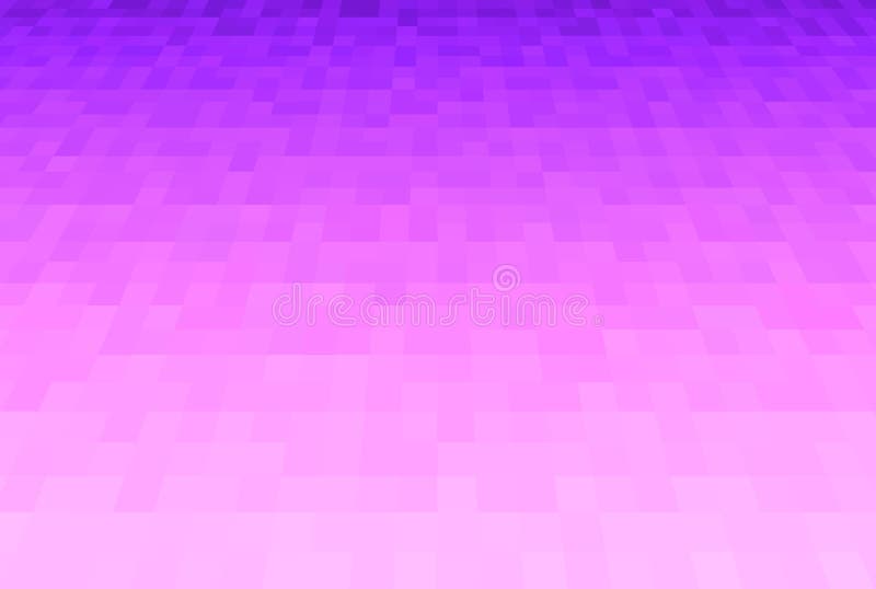 Abstract violet and pink gradient background. Texture with pixel square blocks. Mosaic pattern. Plane in perspective stock illustration
