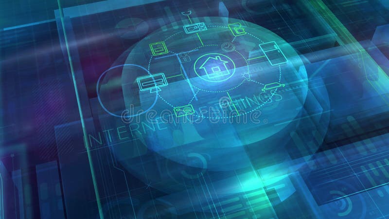 Abstract virtual Internet of things 3D space. royalty free illustration