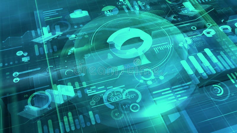 Abstract virtual space of big data, animation. stock illustration