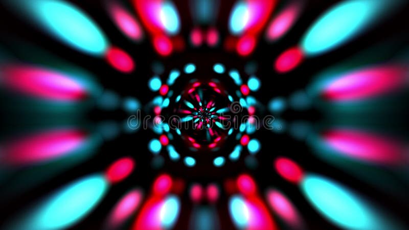 Abstract visual colorful bokeh VJ stage light hypnotic loop motion. 4K 3D psychedelic background seamless loop. royalty free illustration