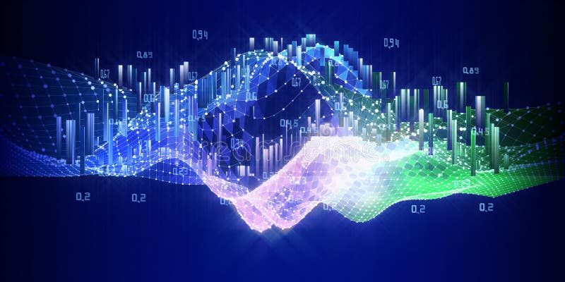 Abstract visualization analyze polygonale algorithm artificial intelligence data. Quantum virtual cryptography concept with colorful grid and blurred color lines. Analytics algorithms banner for science, technology and bussines. Big data. Blockchain