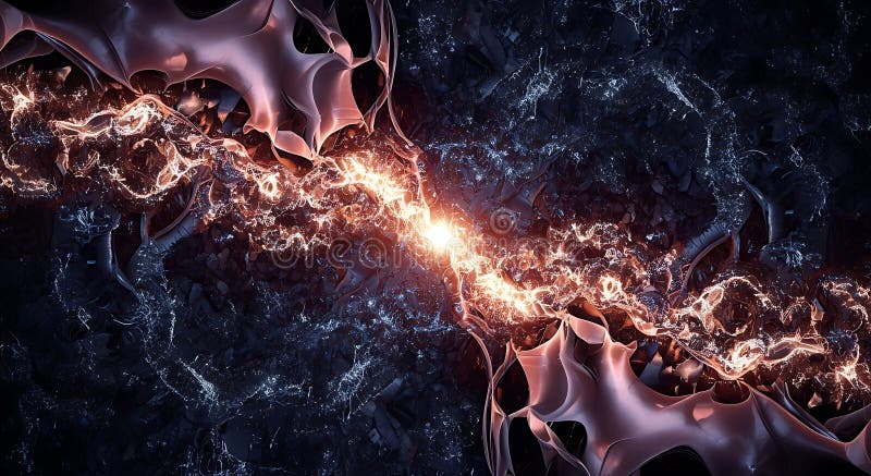 Intense cosmic energy convergence abstract art stock illustration