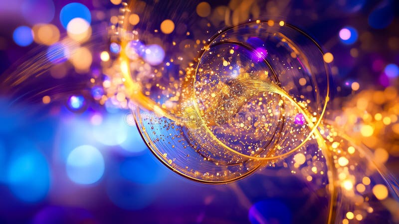 An abstract visualization features glowing quantum computing elements with intricate, dynamic patterns royalty free stock photo