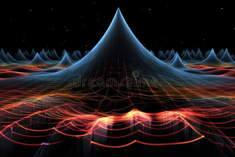 Abstract visualization of quantum radar waves stock image