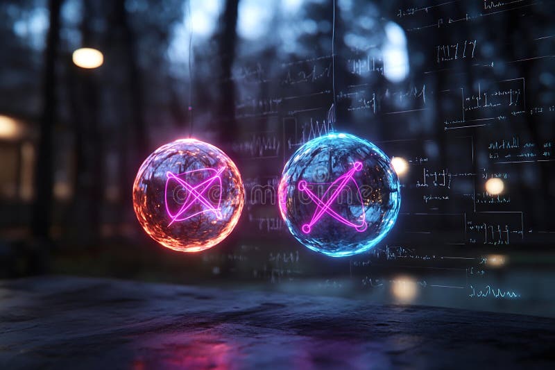 Abstract visualization of quantum superposition royalty free stock photos