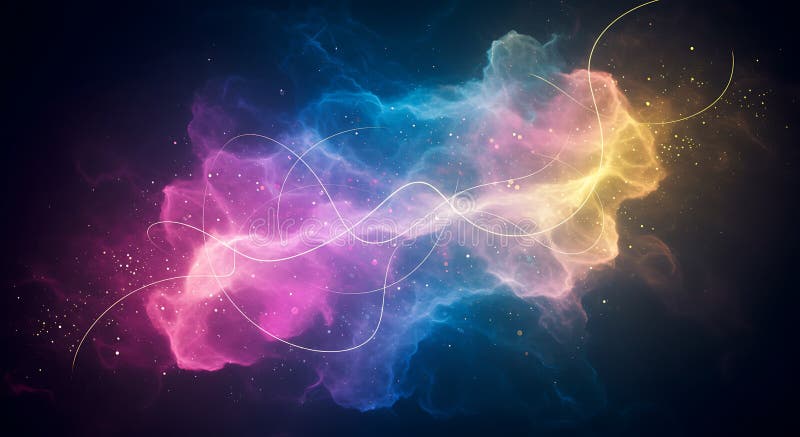Abstract visualization of vibrant, swirling nebula-like clouds in a spectrum of blues royalty free illustration