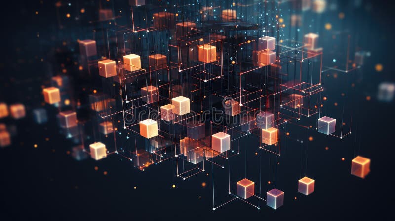 Abstract voxel data flow vector illustration