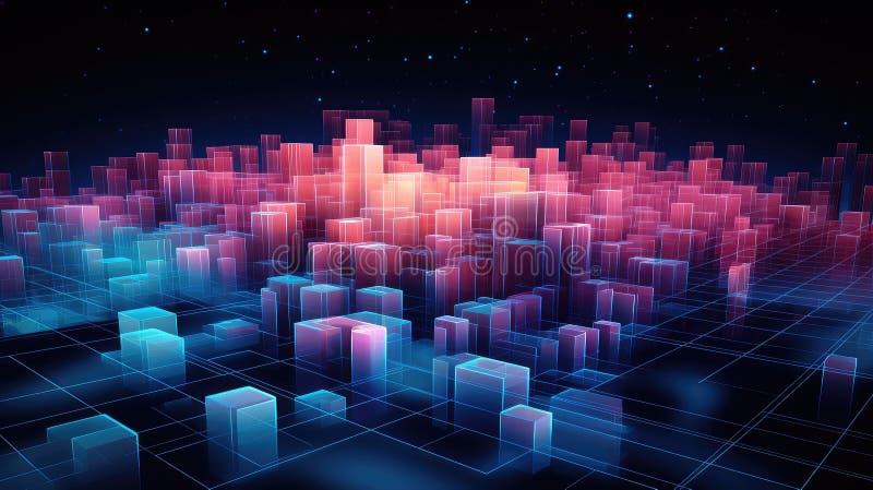 Abstract voxel data flow stock illustration