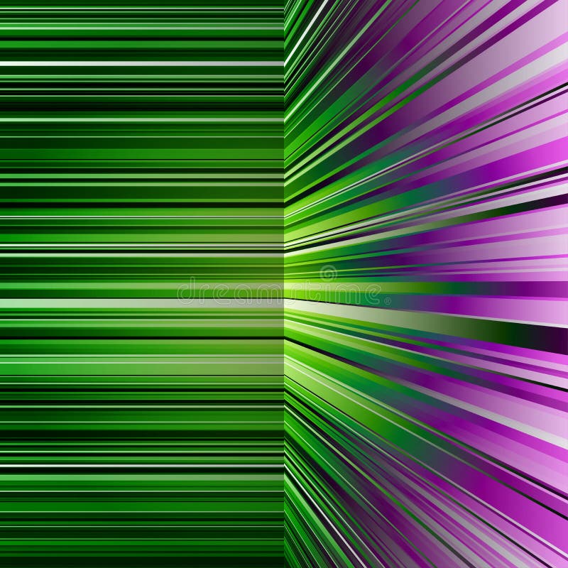 Abstract warped green and purple stripes