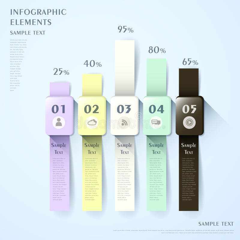 Abstract watch shape bar chart infographics