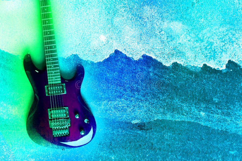Abstract Water Color Guitar Background Stock Illustration