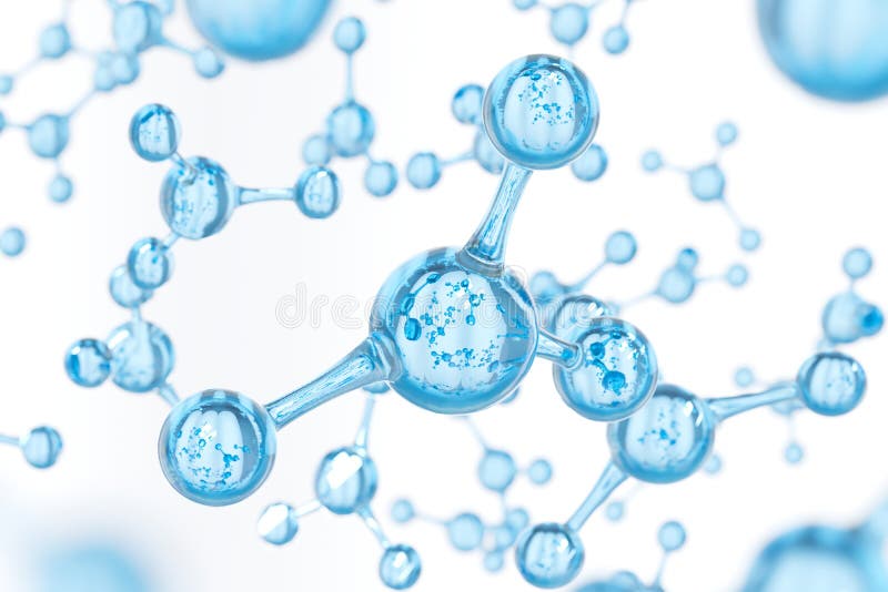 Abstract water molecules design. Atoms. Abstract water background for banner or flyer. Science or medical background. 3d