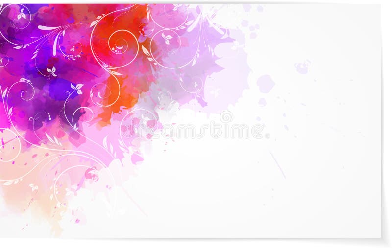 Abstract watercolor background with florals