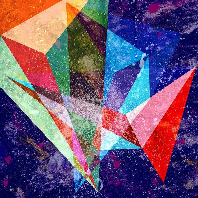 Abstract Watercolor Background with Geometric Color Objects and ...