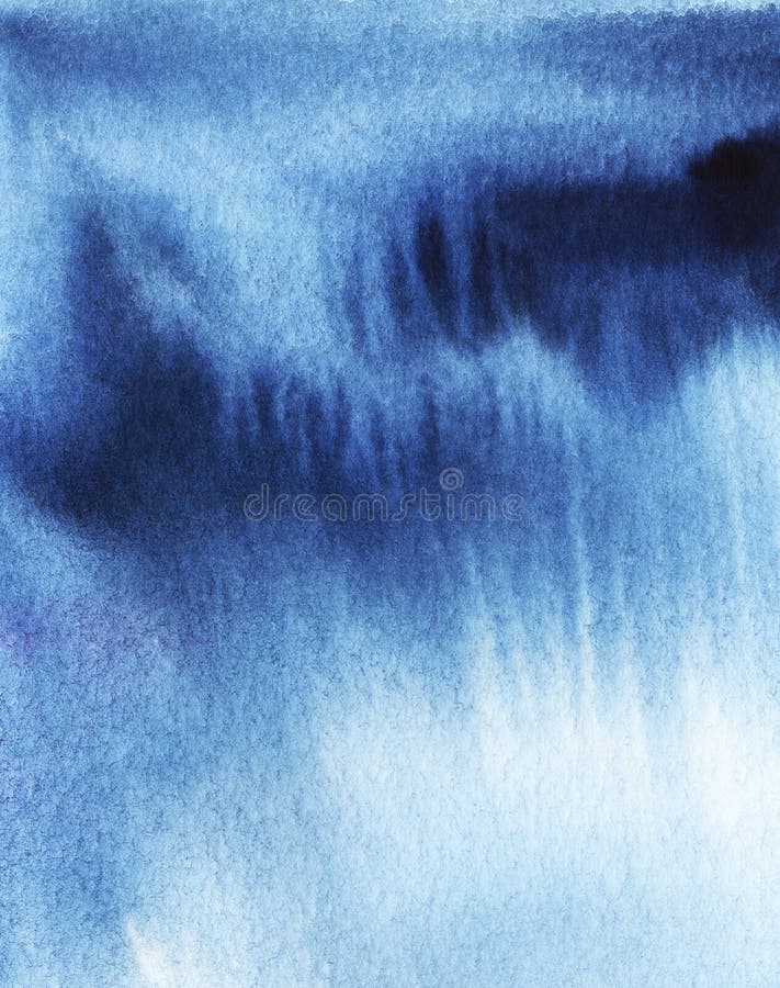 Abstract watercolor background. Streaks dark blue ink texture paper. spilled horizontal spots Deep blue color Gradient from dark