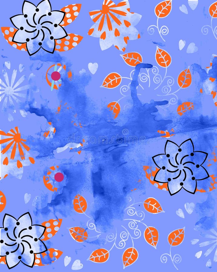Abstract watercolor colorful  floral  grunge handmade and digital background