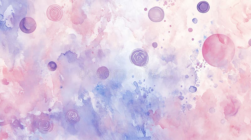 Design abstract cu acuarelă, cu cercuri colorate și nuanțe moi care descriu o atmosferă cosmică serenică stock illustration