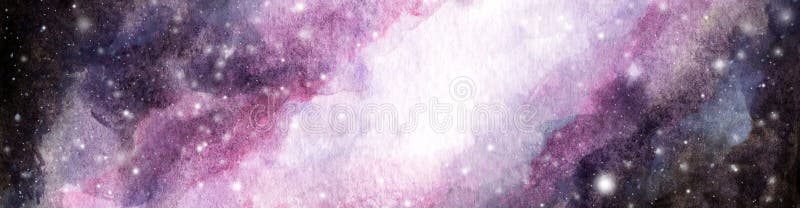 Abstract watercolor galaxy sky background, Cosmic texture with stars. Night sky vector illustration