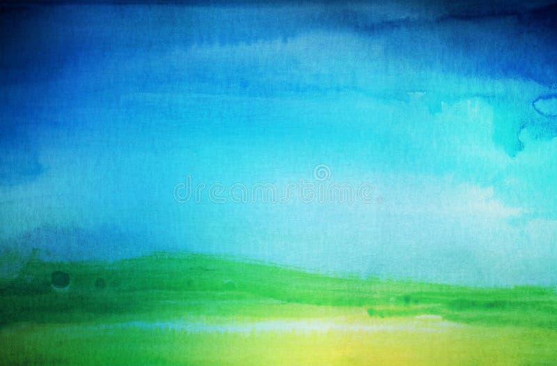 Abstract watercolor painted landscape background. Textured