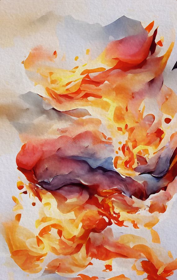 Download Abstract Painting of a Large Wave with Fire and Flames