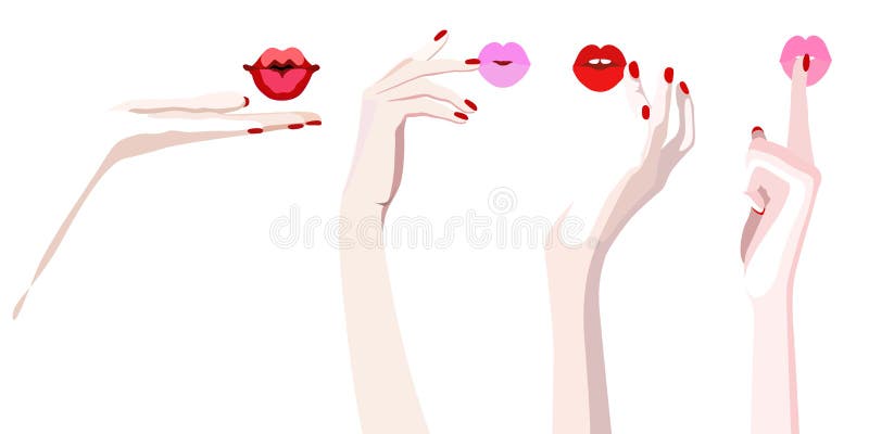 Abstract watercolor painting of female hands with his lips royalty free illustration Abstract watercolor painting of female hands with his lips royalty free illustration