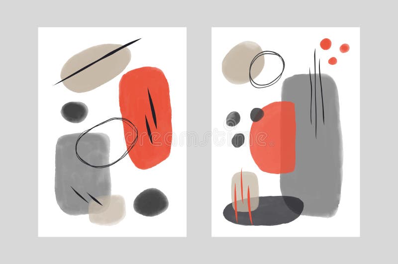 Abstract Watercolor Posters Contemporary Shapes And Circles Simple Artwork Minimalist Geometric Art Print Vector Decoration Stock Vector Illustration Of Minimal Handcrafted 204490082