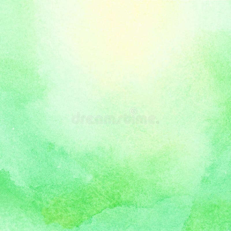 Abstract watercolor sun and sunlight shining on green grass