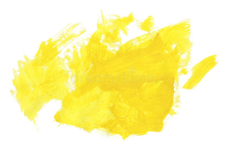 Abstract Watercolor Yellow Paint Brush Texture Isolated on White ...