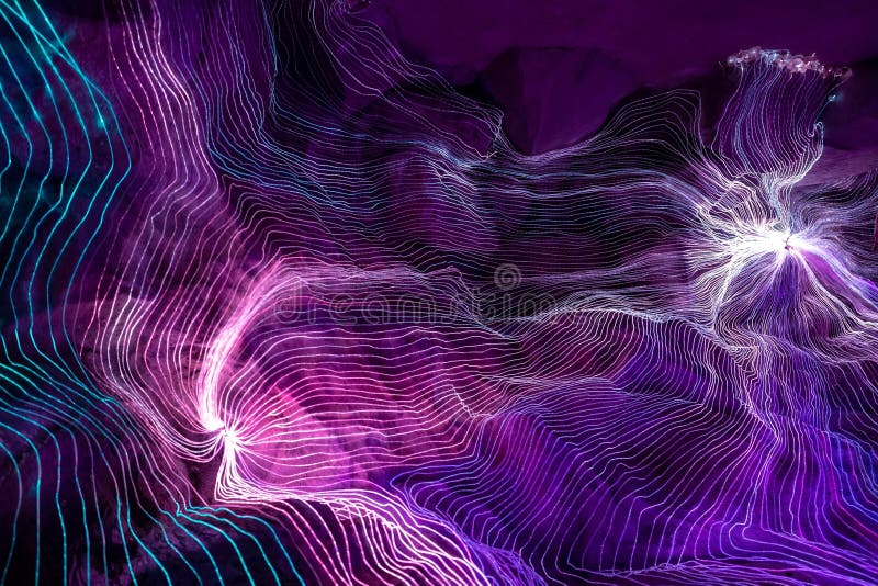 Abstract wave of digital weave lines connecting network dots and dark background royalty free illustration