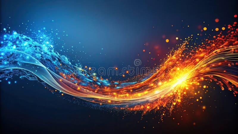 Abstract wave of light and energy a vibrant display of opposing forces in a dynamic composition. Generative AI royalty free illustration