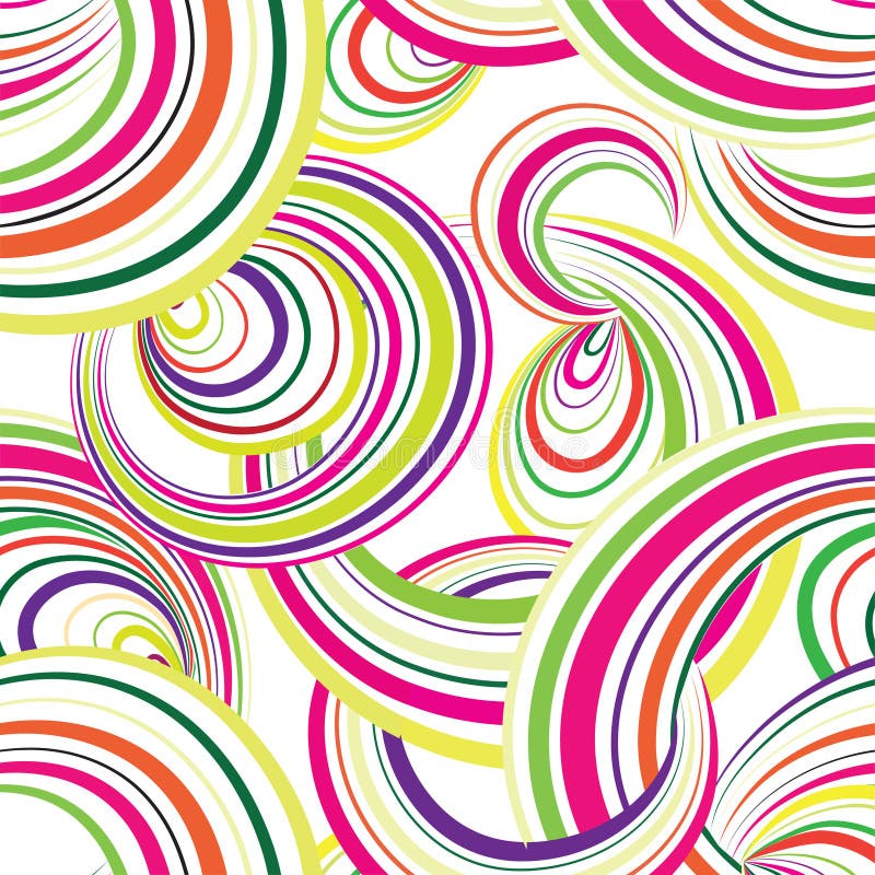 Abstract Wave Line and Loops Seamless Pattern. Grid Swirl Waves Stock ...