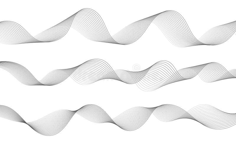 Abstract wave lines background, graphic thin curves design element, flow backdrop. royalty free illustration