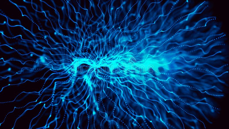 Abstract wave of particles with a spiral structure. Futuristic background. 3d rendering stock illustration Abstract wave of particles with a spiral structure. Futuristic background. 3d rendering stock illustration