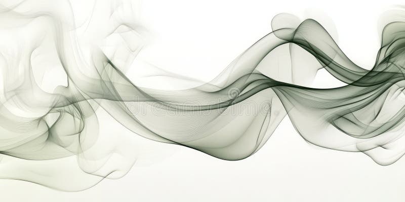 Abstract Wave Pattern, Fluid Green Smoke, Dynamic Flowing Shape on White Background for Designs royalty free illustration