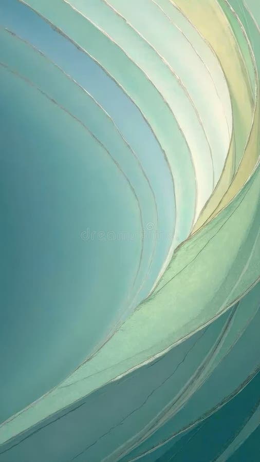Abstract wave pattern in shades of blue and green with curved lines stock illustration