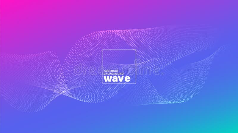 Abstract wave shape on gradient vivid bright magenta blue background. Minimal futuristic backdrop stock illustration