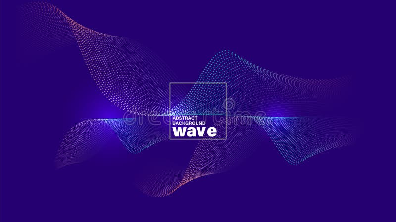 Abstract wave shape on neon blue violet background. Minimal futuristic backdrop royalty free illustration