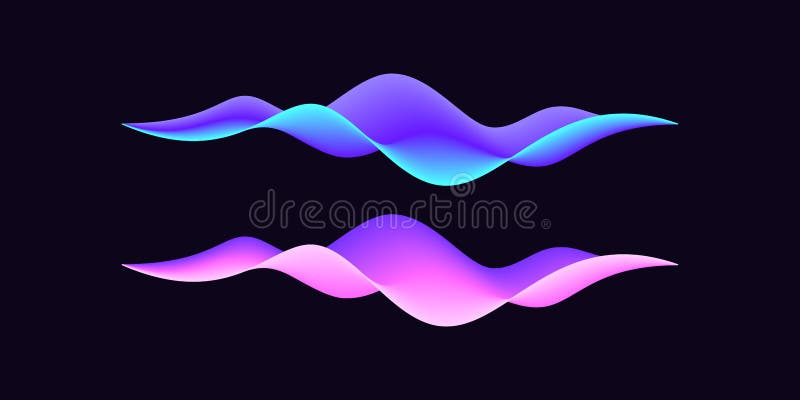 Abstract wave shape for voice recognition system. Gradient audio wave for virtual assistant, futuristic waveform stock illustration