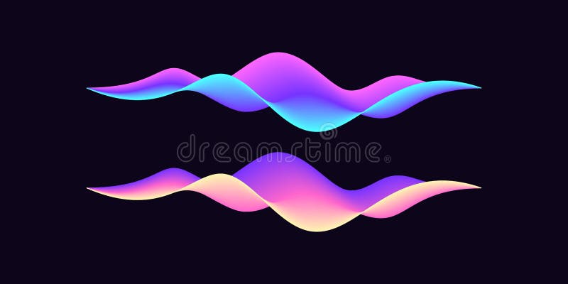 Abstract wave shape for voice recognition system. Gradient audio wave for virtual assistant, futuristic waveform royalty free illustration