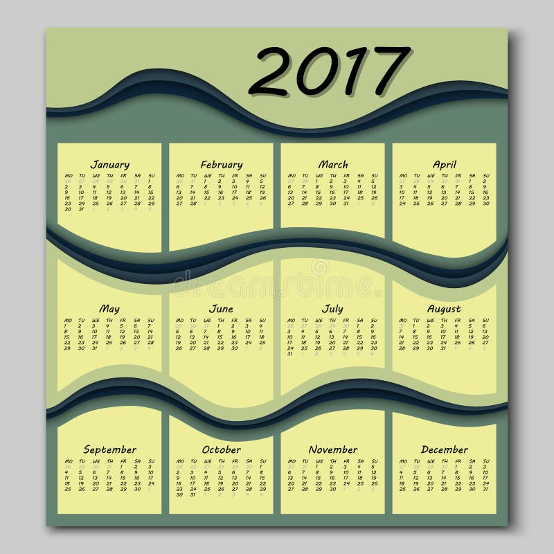 abstract waves calendar 2017 year vector illustration abstract waves calendar 2017 year vector illustration