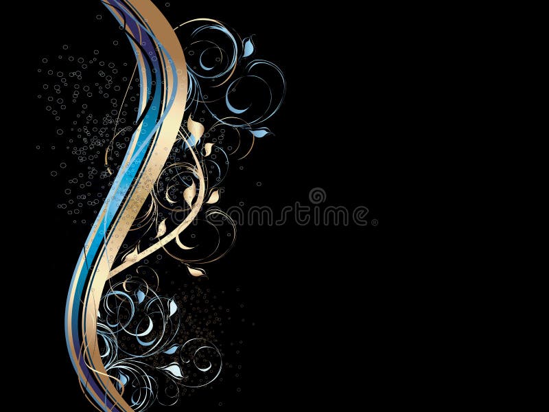 Abstract waves with floral ornament