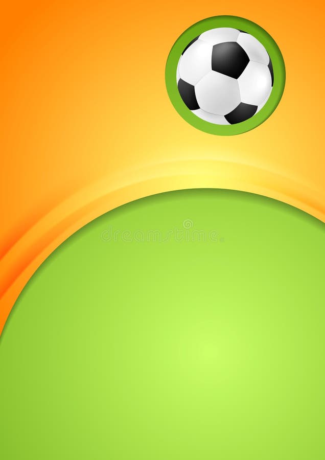 Soccer Abstract Background With Ball And Green Waves. Abstract Wave