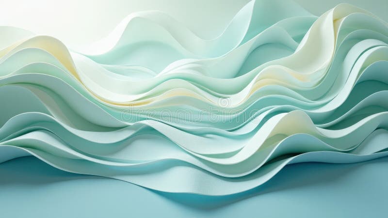 Abstract waves of light blue and white paper layers stock illustration