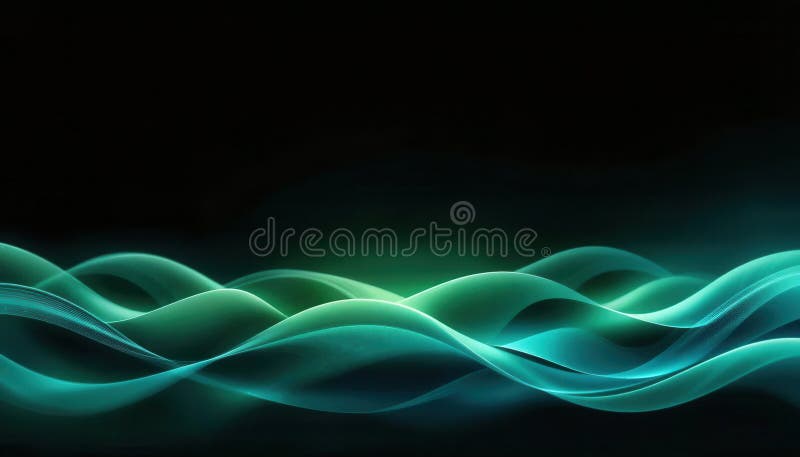 Abstract waves in shades of green create a modern background for computer screens and laptops stock illustration