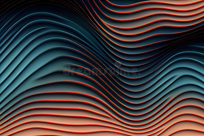 Abstract Waves: Teal and Orange Curving Lines Digital Art vector illustration
