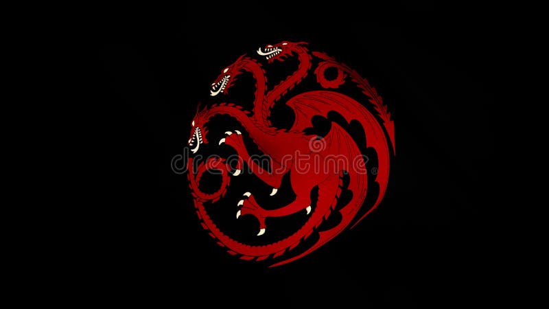 Abstract Waving Flag with a Red Three Headed Dragon on Black Background,  Seamless Loop. Symbol of Targaryen Family, Game Editorial Image - Image of  country, pattern: 142923080